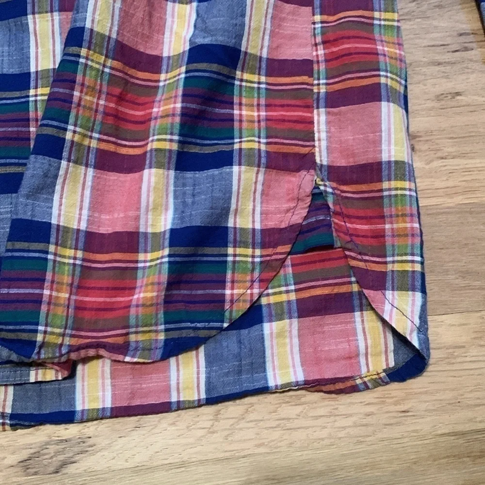 J. Crew Boy Fit 3/4 Button Down Long Sleeve Multi Color Plaid Shirt Women’s S
